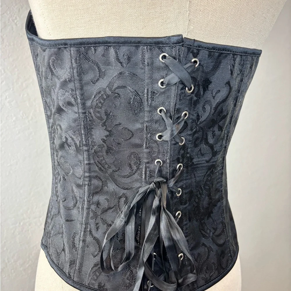 Black Brocade Halter Corset Top